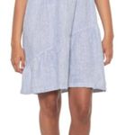 Lucky Brand Dress Linen Women’s V-Neck Sleeveless Striped Tiered Blue White Sz M Photo 0