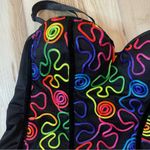 Just One Black Corset With Multicolor Design And Zip Up Back Size Large Photo 1
