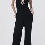 SIMKHAI Gala Plisse Cut Out Jumpsuit in Black 2 Small New Womens Outfit Photo 9