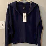 Bobi NWT  Los Angeles soft boxy cropped sweatshirt w/ sailor collar. Navy. Small Photo 2