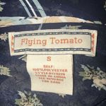 Flying Tomato  Womens Blouse Top Blue Size Small Sheer Floral Short Sleeve Shirt Photo 5