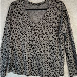 Rails  Top Women's Small Gray Sami Charcoal Leopard Linen Blend‎ Knit Blouse Photo 0