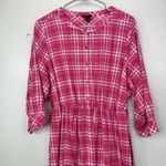 Torrid  Pink Plaid Voile Mandarin Collar Button Up Shirt Dress Size 1X Pockets‎ Photo 6