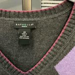 Rafaella  Gray V-Neck Argyle Sweater Photo 2