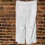 Kenar  100% Linen White Wide Leg Drawstring Pants Women's Size Small Photo 3
