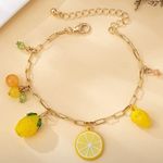 Boutique Lemon Charm Bracelet Adjustable Chain with Lemon, Orange & Cherry Charms Photo 1