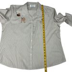 H&J Women's Embroidered Dog Striped Button Down Shirt Long Sleeve Sz XL Pug Pup Photo 6