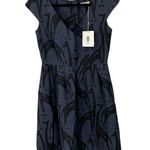 NWT Orla Kiely Painterly Giraffe V Neck Dress Ink US 8 Short UK 12 FR 40 Blue Photo 0