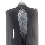 Guess  Women's Size Medium Lace Up‎ Metallic Back Long Sleeve Formal Midi Dress Photo 3