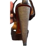 Anthropologie No 704b Vanya Brown Leather Python T Ankle Strap Pumps Shoes 5.5 Photo 4