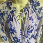 Gianni Bini floral Romper violet /blue striped shorts lace detail |women XS Photo 9