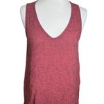 3/$30 Cut Loose Tank Top Womens XS Red Linen Blend V Neck Side Slits Hi Low Photo 0