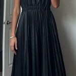 Gracia Pleated Pleather Dress With Lace Hem Photo 5