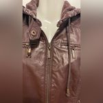 JouJou Juniors Jacket
Vegan Faux Leather Knit Hood Motorcycle Jacket
Size L Brown Size L Photo 2