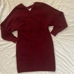 Bodycon Burgundy Long Sleeve Sweater Dress Size Medium Red Photo 3
