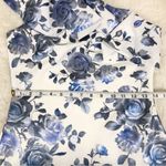 Eliza J Blue Floral Print One Shoulder Sheath Dress Metallic Ruffle Size 6 New Photo 11