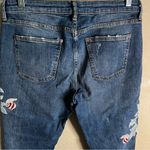 ZARA Woman Pink Roses Floral Embroidered Raw Hem Skinny Denim Jeans Photo 9