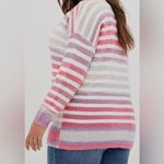 Torrid  Acrylic V Neck Button Front Cardigan Multi Stripe Size 1 EUC Photo 3