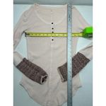 Free People light pink Newbie ski lodge Newbie crochet cuffs thermal Shirt Sz S Photo 3