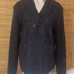 Linda Lucia charcoal gray wool blend sweater jacket cardigan woman’s large Photo 0