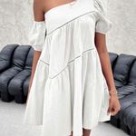 Off The Shoulder Puff Sleeve Princess Style Dress Tan Size XS Photo 0