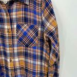 I Love H81 Los Angeles Button Front Shirt Womens Small Orange Blue Pink Plaid Photo 3