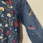 Quacker Factory  Jean Jacket‎ Size Large Denim Beaded Embroidered Floral Blue Photo 4