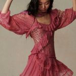 Love Shack Fancy NWT Pink And Gold Angora Mini Dress Photo 0