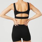 Alo Yoga Alo Seamless Cable Knit Bra - Black & Grey bundle size large Photo 6