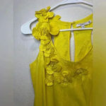 Calypso St. Barth‎ Y2K 100% Silk Flowers Decorated Yellow Mini Dress Photo 2