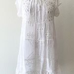 Johnny Was White Eyelet Lace Mini Bay Doll Dress Swim Coverup With Slip Size S Photo 5