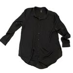 Grace Elements  Black Embroidered Button Down Shirt / Tunic Photo 1