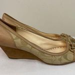 Coach Wedge Fabric Pumps in Tan Size 10 B Photo 4