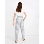 Madewell Linen-Cotton Paperbag Pants in Dark Baltic Stripe Size 4 Beachy Summer Photo 2