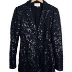 Alexis Firdas Black Sequin Embroidered Tulle Blazer Sz M Photo 0