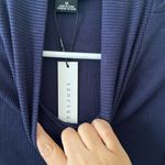 Sanctuary NWT Essential Ribbed Mock Neck Knit Top Medium Blue Navy Photo 3