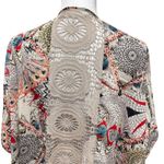 Cato Kimono Cardigan S Cream Multicolor Abstract Crochet Back Open Front Boho Photo 2