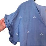 Mirth Womens Medium Cotton Ruffle Sleeve Split V Photo 2