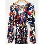 Eloquii Havana Floral Faux Wrap Maxi Dress Sz 16 Slit Long Sleeve Belted Slinky Photo 3