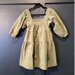 Wisteria Lane cotton Tiered Square Neck Gathered Sleeve Mini baby doll Dress S Green Photo 2