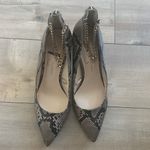 Jessica Simpson  Snake Animal Print Zip 3” Heels Gold Chain Anklet Shoes Sz 8.5 Photo 1