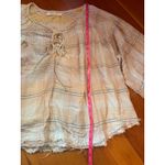 We The Free We The Free Plaid Peasant Top Boho Lace Up Long Sleeve Oversized Blouse Large Photo 5