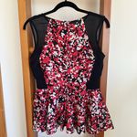 Red Saks Fifth Avenue Sleeveless Peplum Blouse Womens Medium Photo 4