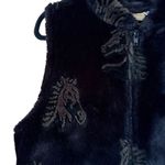 Vintage Andrea Faye Horse Head faux fur vest L horse girl equestrian Black Size L Photo 3