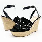 Marc Fisher  Womens Wedge Sandals 9.5 Black Espadrille Boho Beach Indie‎ Sleaze Photo 0