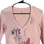 Aerie  Pink NYC Long Sleeve V-Neck Lightweight T-Shirt Women Sz M Photo 1