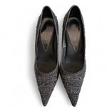 Nine West Y2K VTG. BLACK BEADED EMBELLISHED POINTED TOE PUMPS SIZE 8 1/2 Photo 2