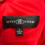 Betsy and Adam  V Neck Lace Mermaid Gown Red Size 6 Photo 3