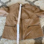 Alfani  Tan Faux Leather Zip Up Jacket Size S Photo 4