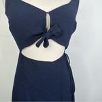 Reformation  Size XS Navy Blue Kai Cut Out Tie Front Long Wrap Dress Photo 5